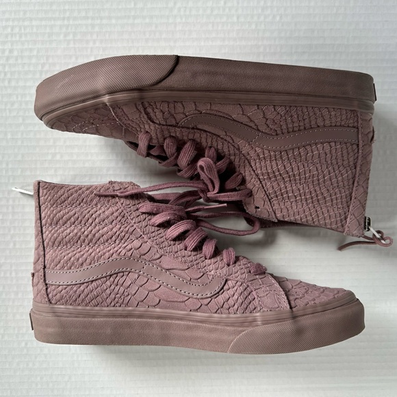 VANS Sk8-Hi Slim Back Zip Mono Python Twilight Mauve Suede W8.0/ M6.5 - Picture 10 of 12